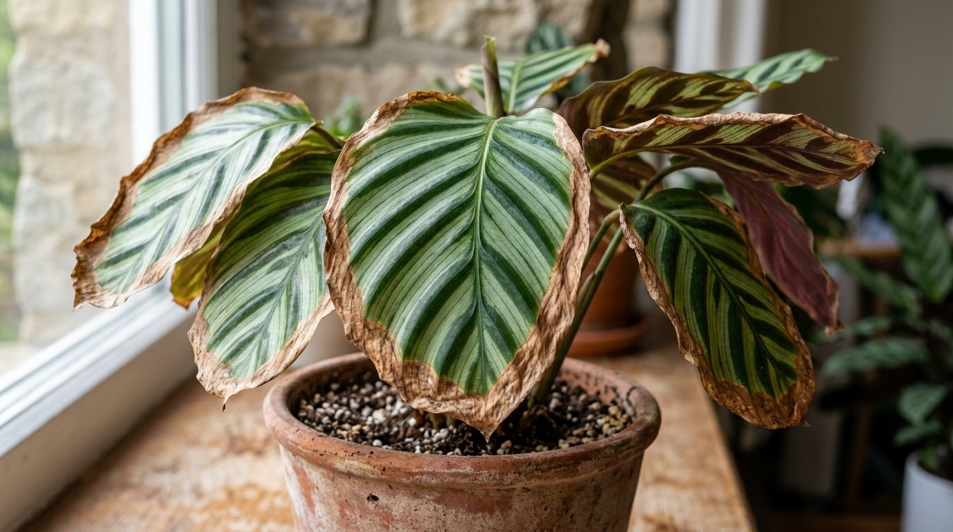 Calathea : pourquoi le bout des feuilles brunit et sèche ?