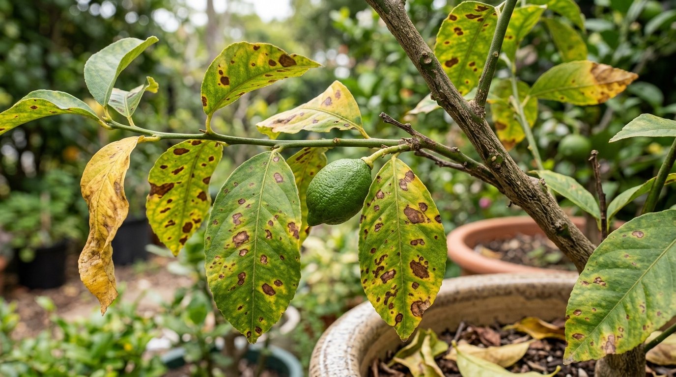 Citronnier : taches marron et feuilles qui tombent (Causes)