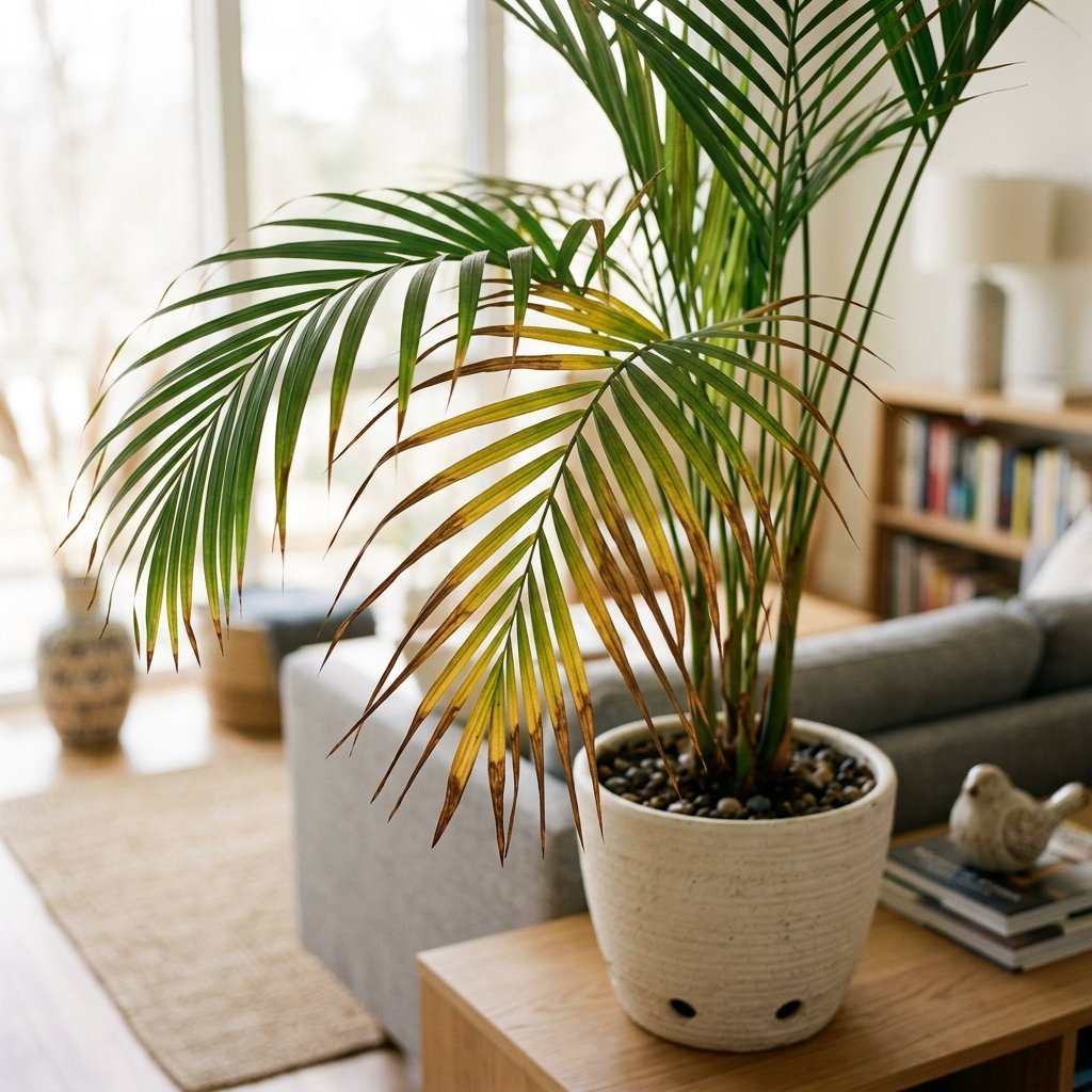 Palmier Areca (Dypsis lutescens) aux feuilles sèches et jaunes : que faire ?