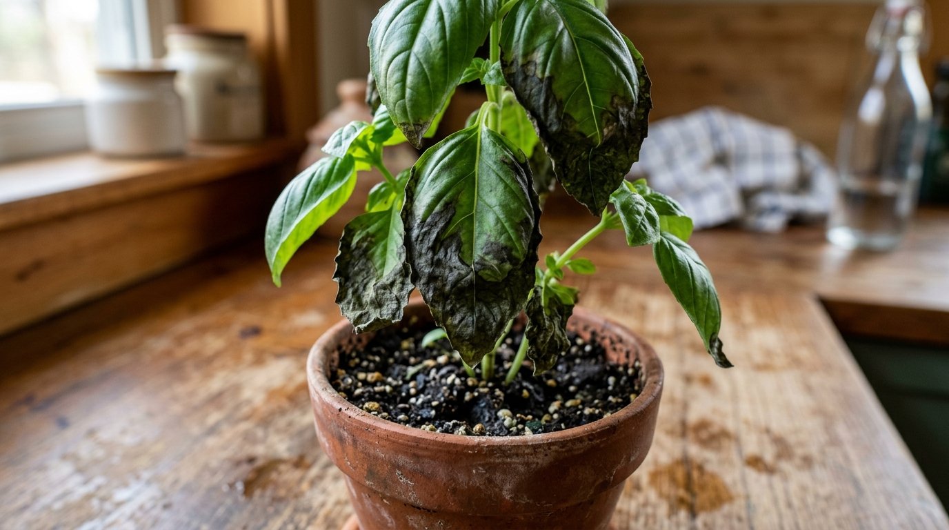 Feuilles de basilic qui deviennent noires et cassantes : causes et sauvetage