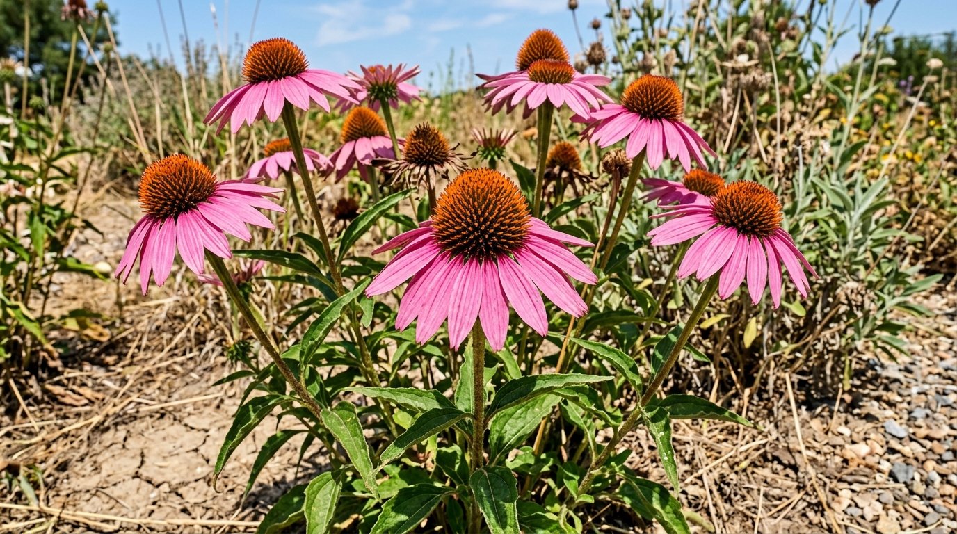 Échinacées roses en plein soleil