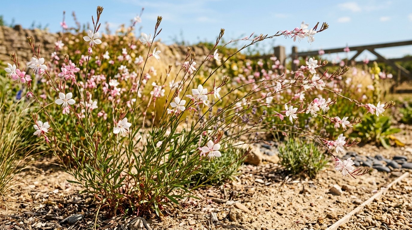 Fleurs blanches et roses de Gaura lindheimeri