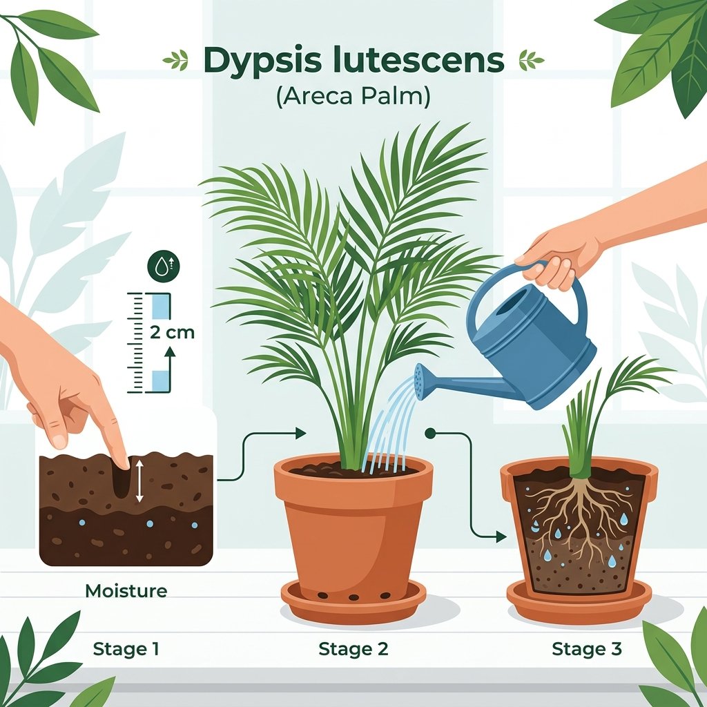 Schéma d'arrosage correct pour un palmier Dypsis lutescens
