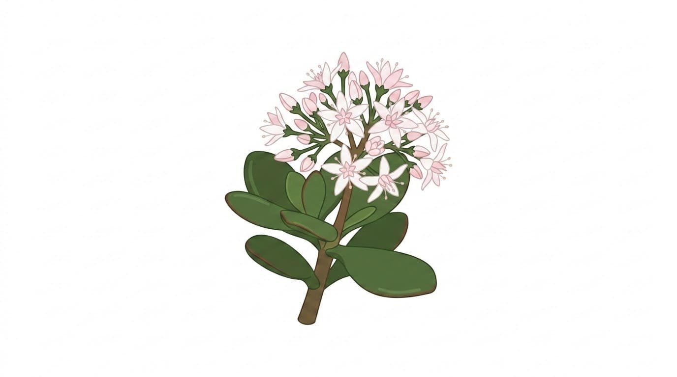 Schéma montrant des fleurs en étoile d'arbre de jade
